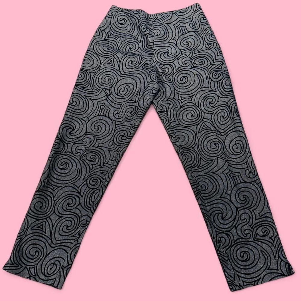Rare Vintage 80s Black Velvet Flocked Denim Whimsygoth Cropped Dress Pants 6